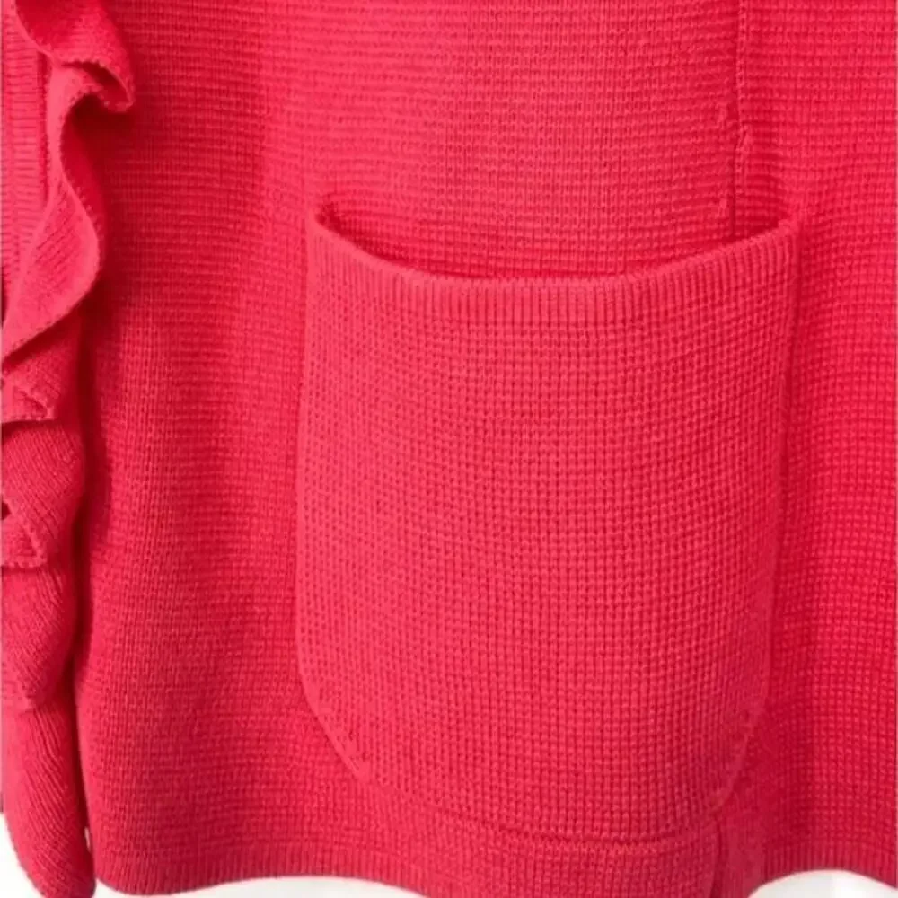 Talbots Ruffle Detail Pink Zippered Sweater Cardigan Blazer Size‎ XS